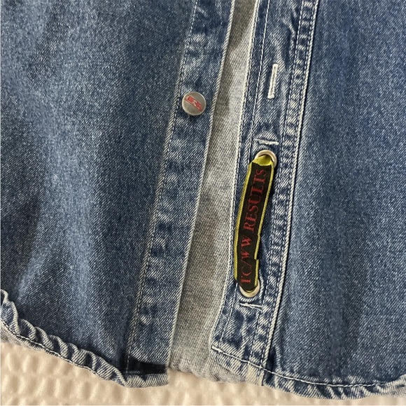 RESULTS Vintage 90’s Thick Distressed Denim Shirt Jacket Size M - Picture 2 of 7